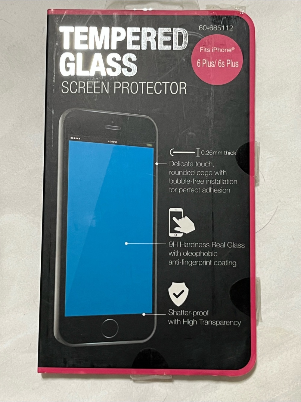 Tempered Glass Screen Protector with Pink Trim for iPhone 6 Plus / 6s Plus